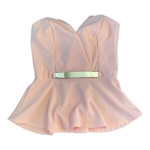 Charlotte Russe Sleeveless Strapless Top Cocktail Zip Closure Size Small Pink
